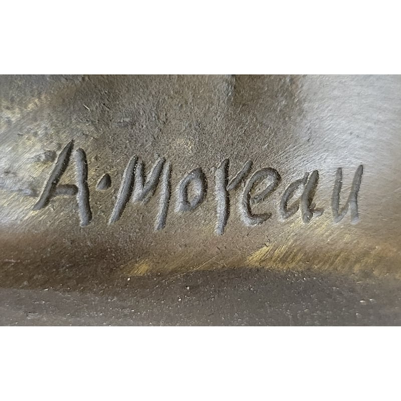 Hand Made A.Moreau Baby Girl Angel Putti Wall Mount Bronze Sculpture