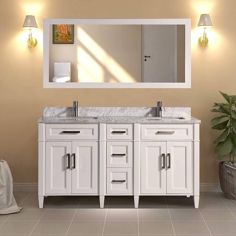 Vanity Art 60 in. Modern Double Sink Bathroom Vanity with Top and Mirror