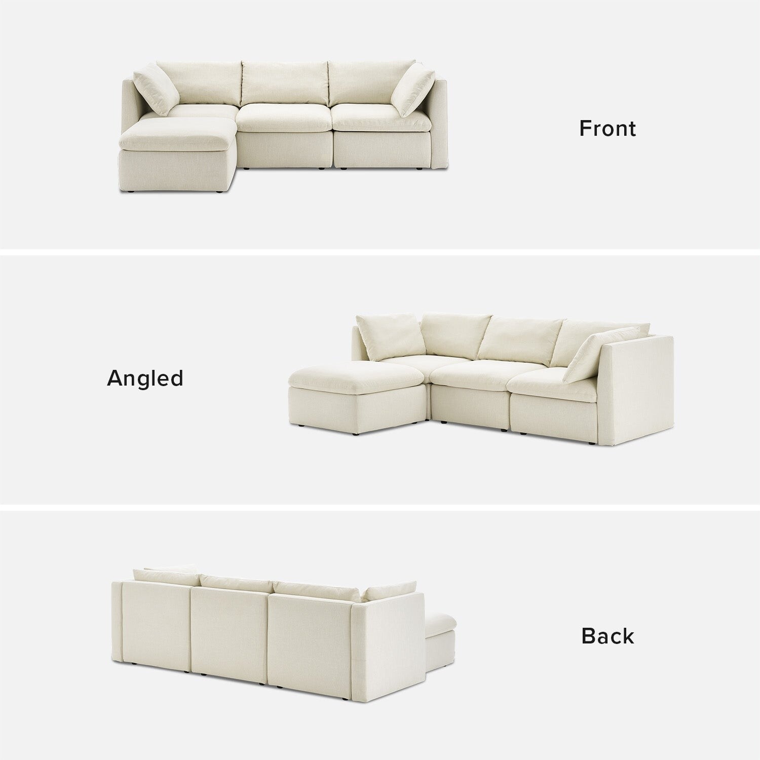 Mopio Macy Modular Sectional Sofa, Modern Cloud Off White
