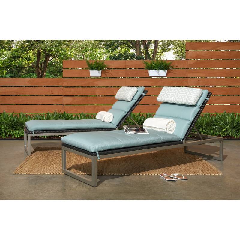 Milo 2 Piece Sunbrella Outdoor Patio Espresso Chaise Lounges