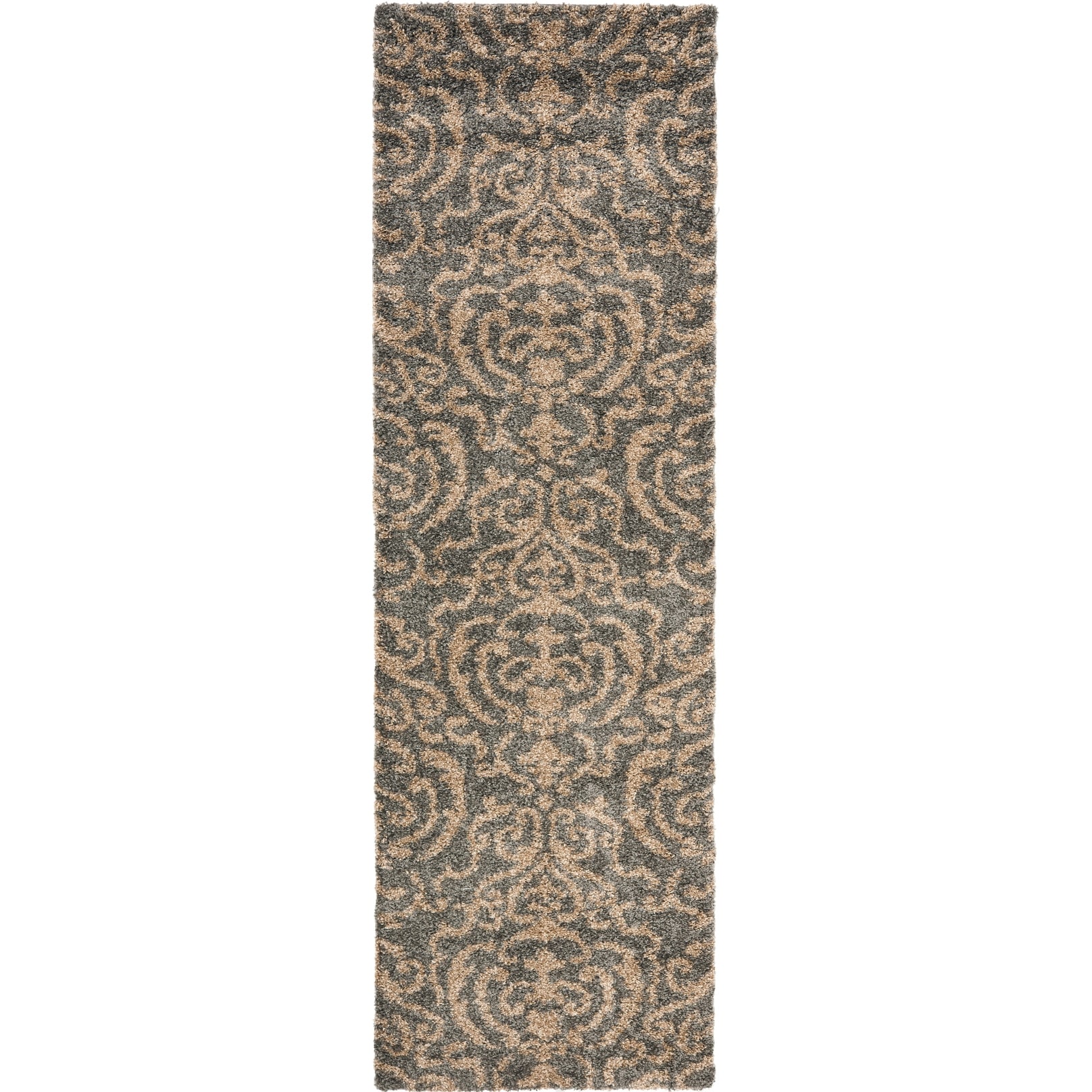 SAFAVIEH Florida Shag Honey Ornate Damask 1.2-inch Thick Rug