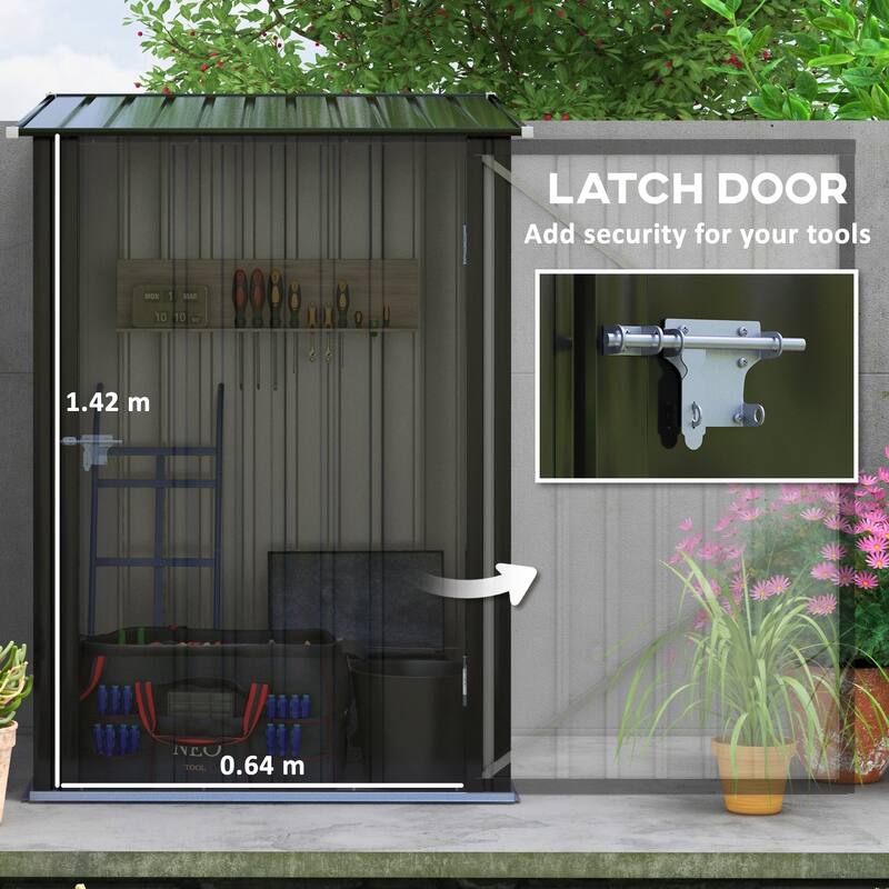 Outdoor Rust-proof Metal Storage Shed with Lockable Door & Tilted Roof Water-proof Tool Shed Garden Shed, Air Vents