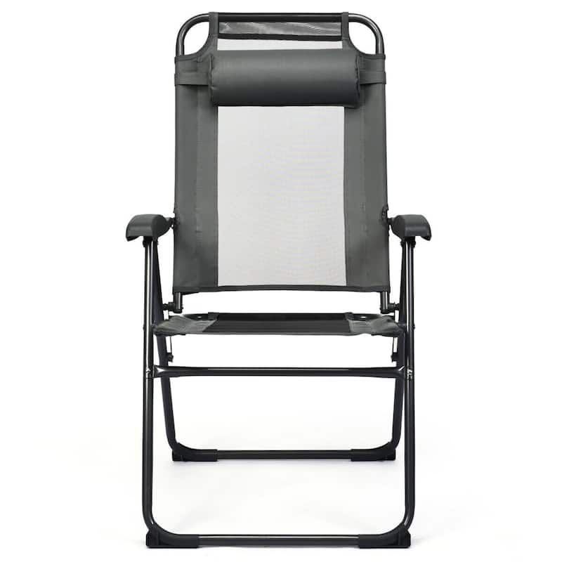 4 Pcs Patio Garden Adjustable Reclining Folding Chairs with Headrest - 28" x 23" x 40" (L x W x H)