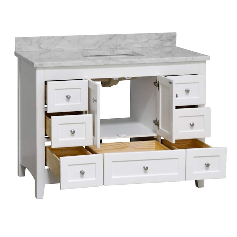 KitchenBathCollection Abbey 48" Bathroom Vanity with Carrara Marble Top
