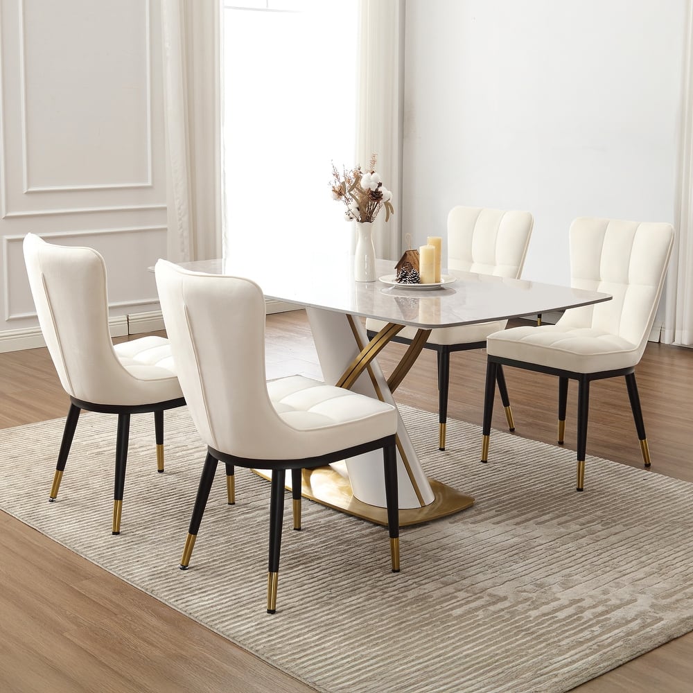 Modern Velvet Upholstered Dining Chairs, Set of 2/4 - 35.8"H x 18.9"W x 23.2"D