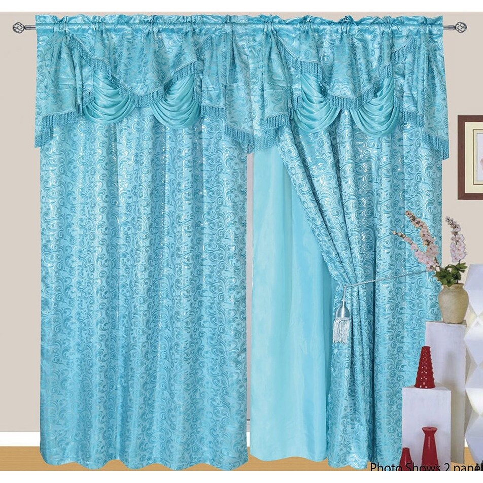 Set of 2 Jessie Lace and Sheer Curtain Drapery Panel with Attached Valance 84 L 