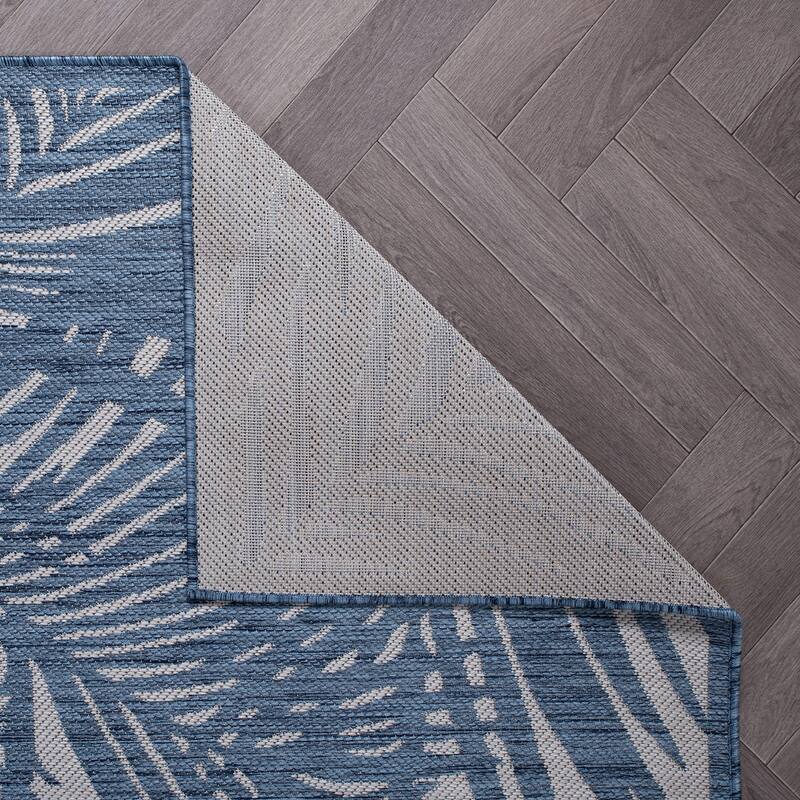 World Rug Gallery Contemporary Palm Leaf Textured Flat Weave Indoor/Outdoor Area Rug