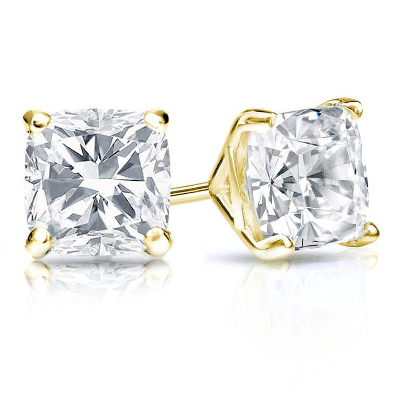 Auriya 14k Gold 2ctw Cushion Cut Diamond Stud Earrings Martini-set (H-I, SI1-SI2)