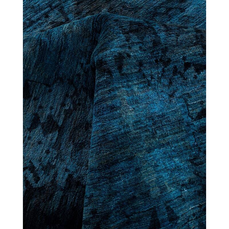 Overton Hand Knotted Wool Vintage Inspired Modern Contemporary Overdyed Black Area Rug - 10' 0" x 18' 3"
