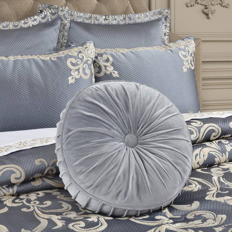 Dicaprio Tufted Round Decorative Throw Pillow - Polyester - Powder Blue - Accent