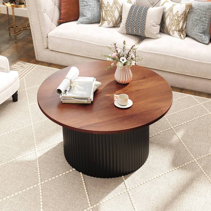 Costway Round Coffee Table 32" Tea Table with Solid Wood Frame Home - 32" x 32" x 16" (L x W x H)