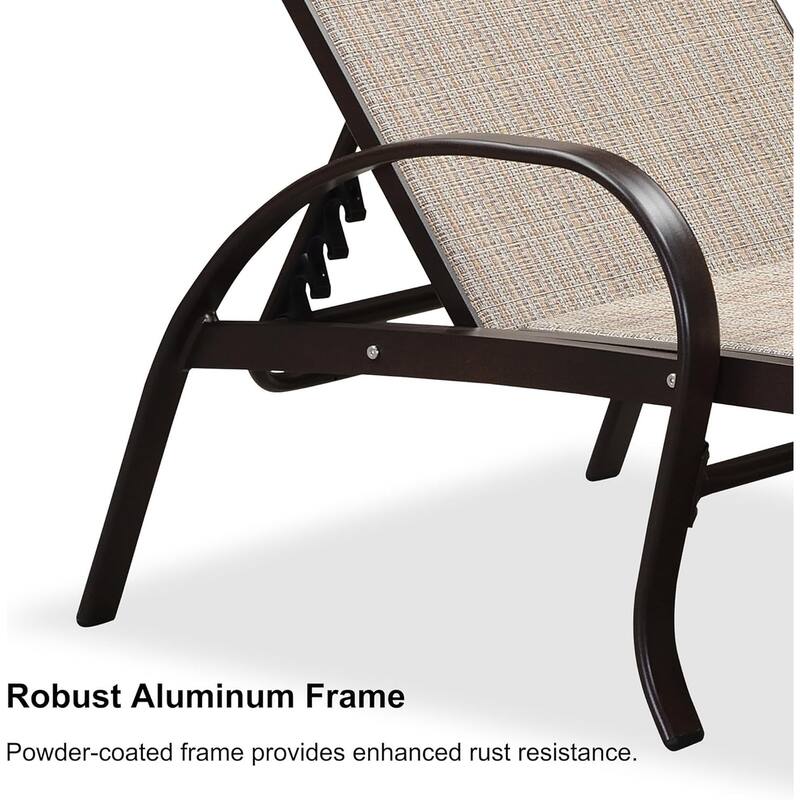 PURPLE LEAF Chaise Lounge Chair for Outdoor 3 Pieces Cast Aluminum Sunbathing Lounge Chairs for Patio Lawn Patio Lounge Chair