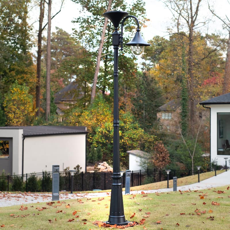 Everest 92 in. Black Modern LED Solar Landscape Lamp Post Light