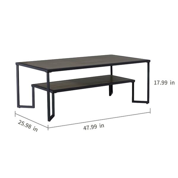 Dual Tier Coffee Table with 2-Tier Wood Storage Shelf - Bed Bath ...