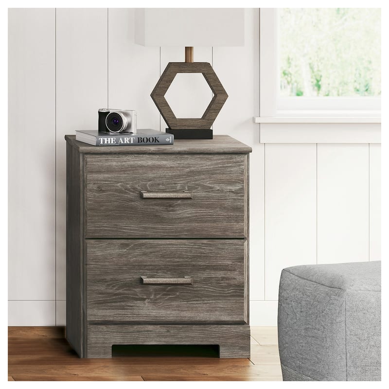Ralinksi Gray Two Drawer Nightstand - Gray - 2-drawer