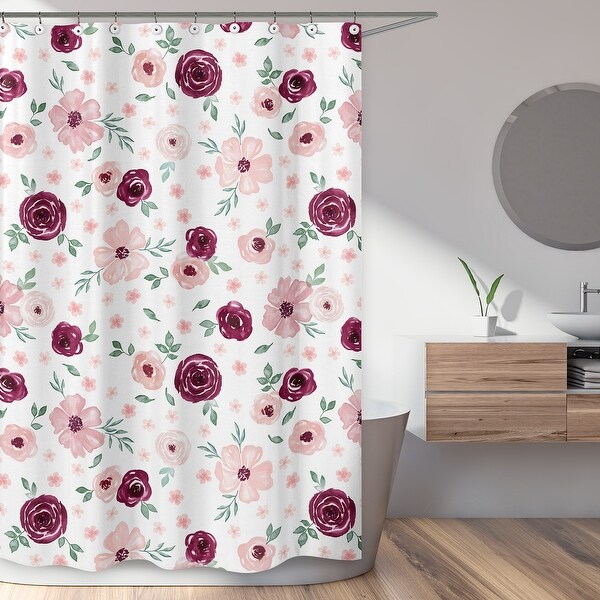 Burgundy fabric shower curtain discount