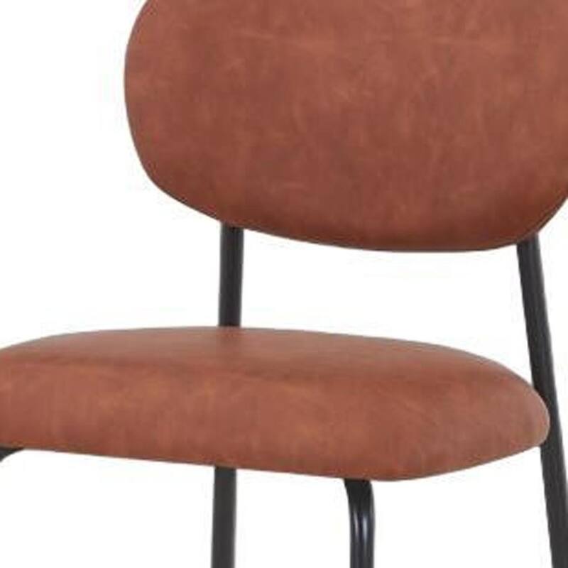 HomeRoots Set of Two 26" Brown and Black Faux Leather and Metal Counter Height Bar Chairs