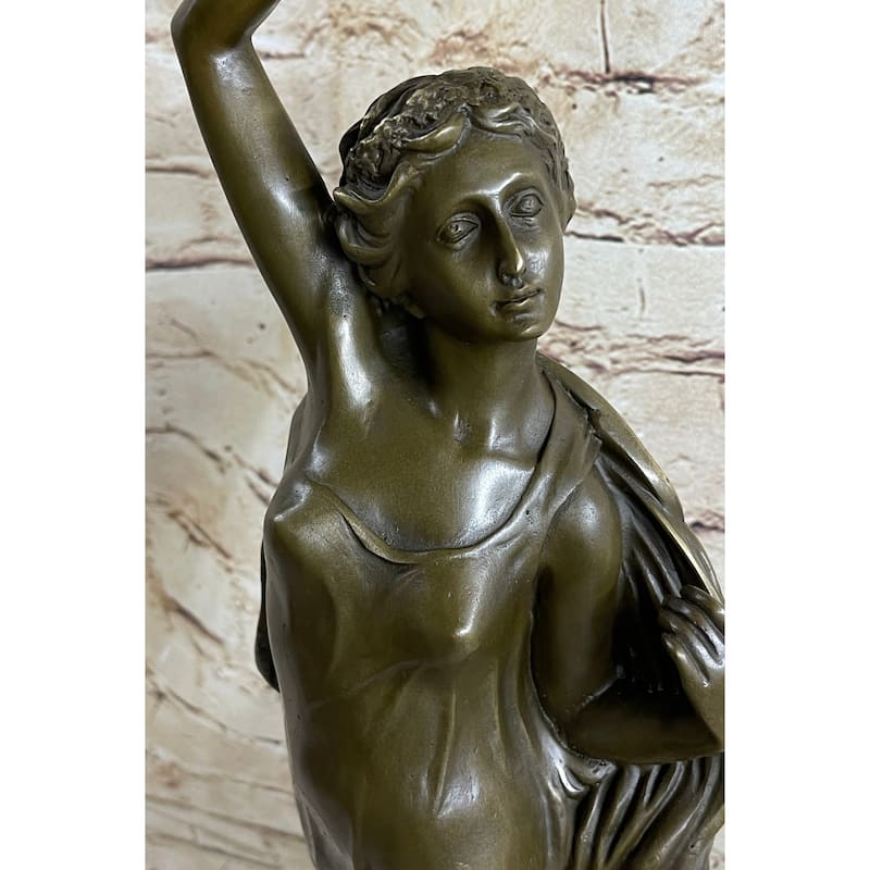 Clical Greek Roman Woman Candle Holder Candelabra Bronze Sculpture Statue Art