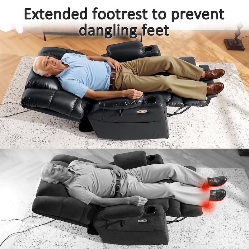 MCombo Large Dual Motor Power Lift Recliner Chair with Massage and Dual Heating for Elderly People, Faux Leather