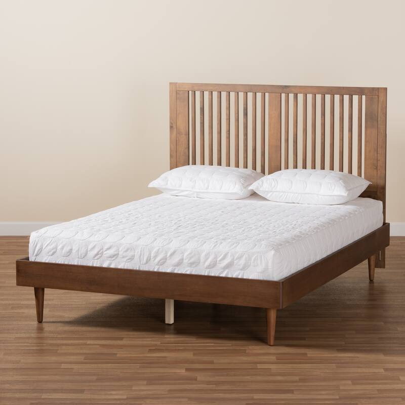 Kioshi Transitional Ash Walnut Finished Wood Platform Bed