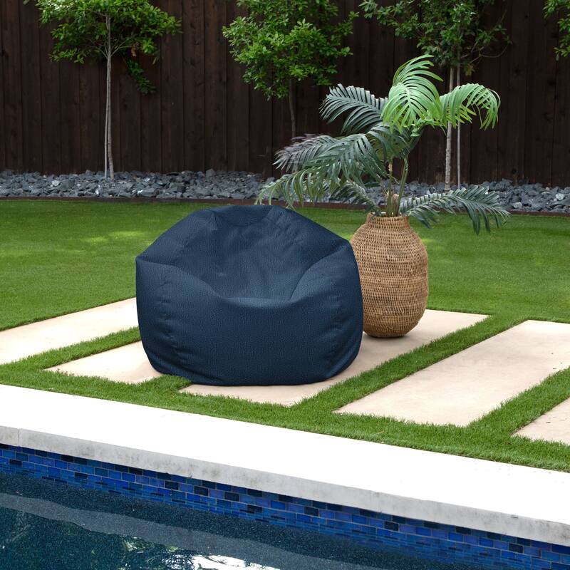 Sorra Home Sunbrella Outdoor Bean Bag - 30 in W x 30 in W x 20 in H - Indigo