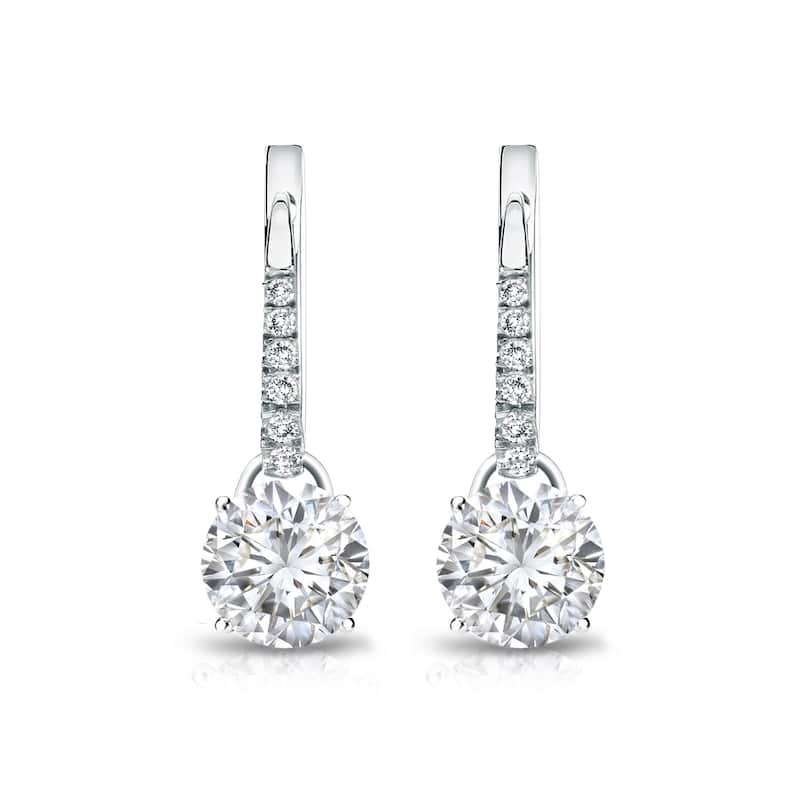 Auriya 1 1/2ctw Round Diamond Dangle Earrings 14k Gold (H-I, SI1-SI2) - White