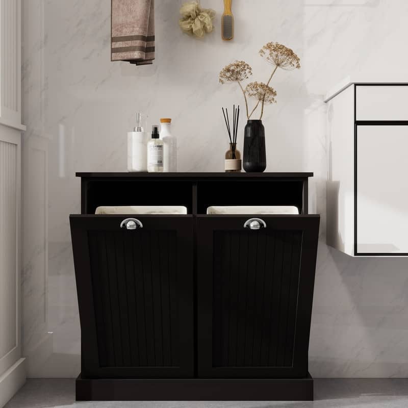 Two-Compartment Tilt-Out Laundry Sorter Cabinet