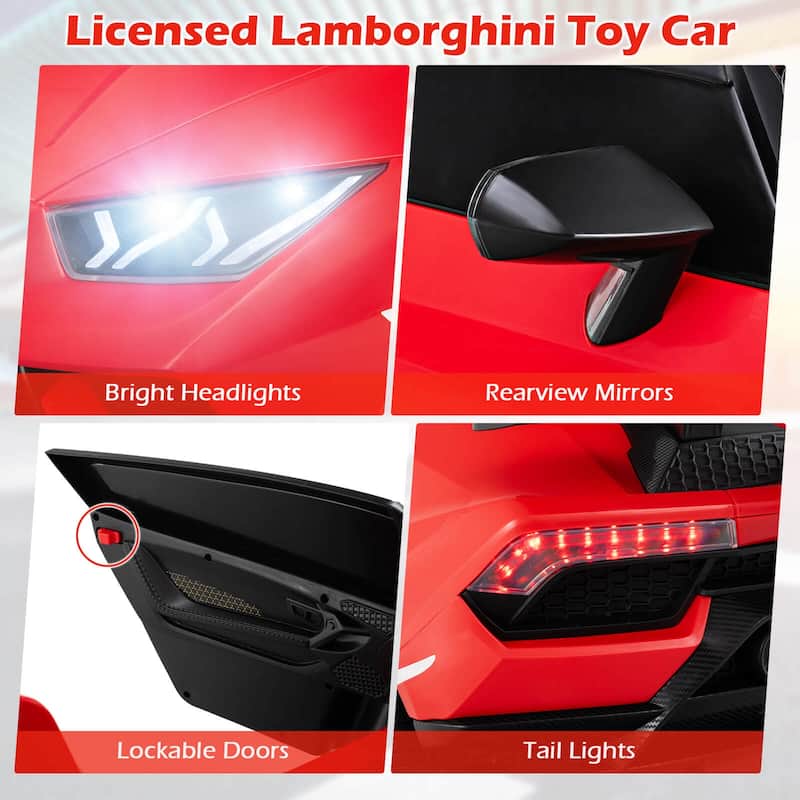 Costway 4WD 2-Seater Ride on Car, Licensed Lamborghini Kids’ Vehicles - See Details