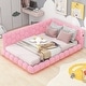 preview thumbnail 2 of 8, Full Size Pink Upholstered Daybed Wood Platform Bed with USB Ports
