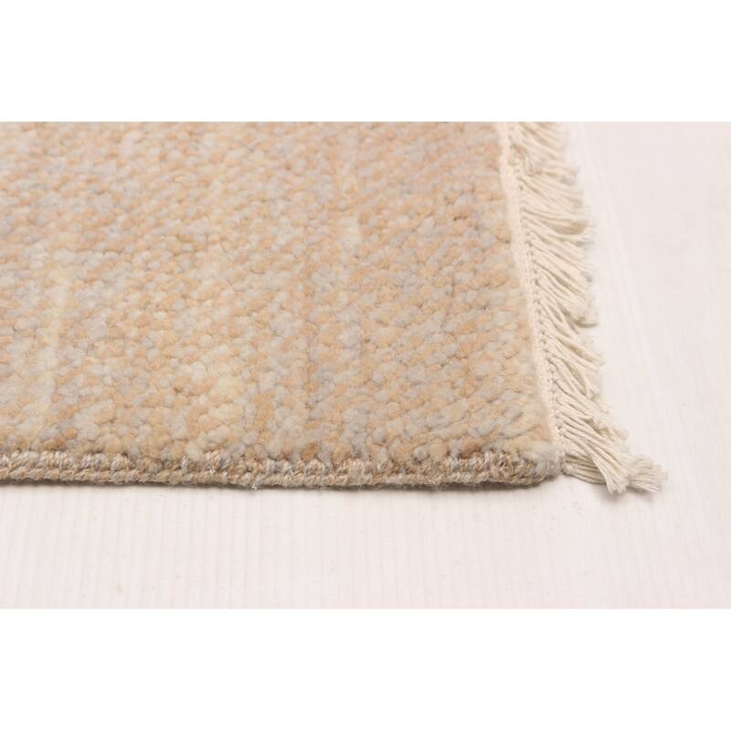 ECARPETGALLERY Hand-knotted Silk Shadow Beige, Brown Wool Rug - 9'0 x 12'4