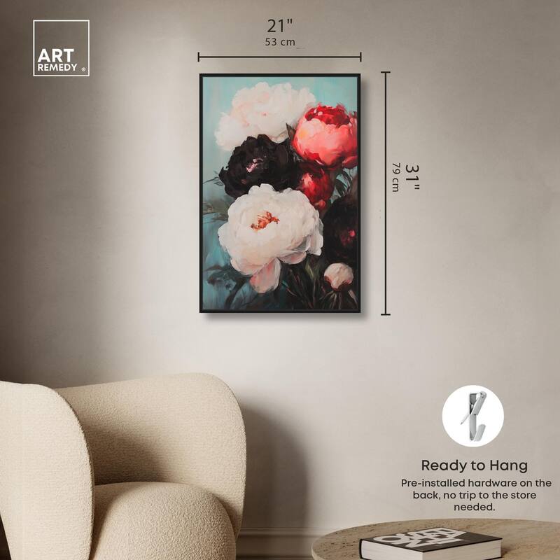 Three Shades of Peony II Canvas by Art Remedy