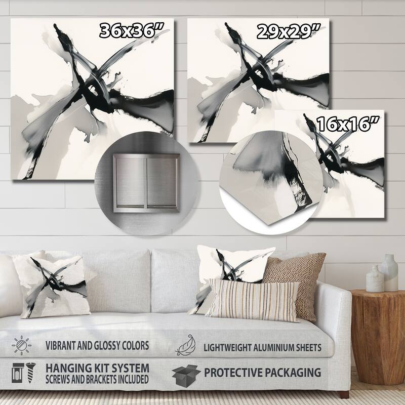 Designart "Abstract Neutral VI" Abstract Shapes Metal Large Print