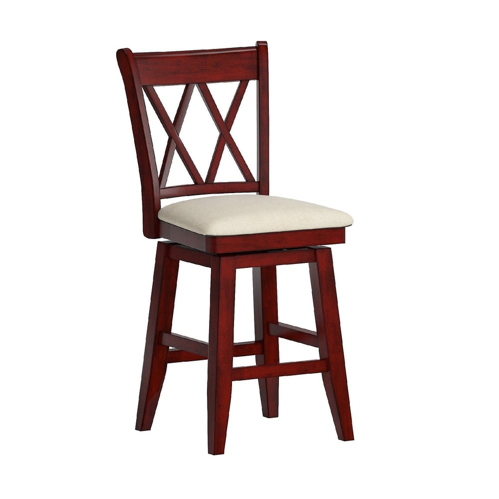 Eleanor Double X Back Wood Swivel Bar Stool by iNSPIRE Q Classic