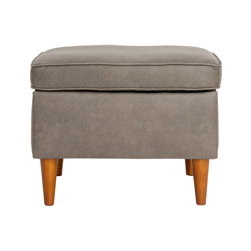 Atley Upholstered Ottoman with Storage and Solid Wood Legs
