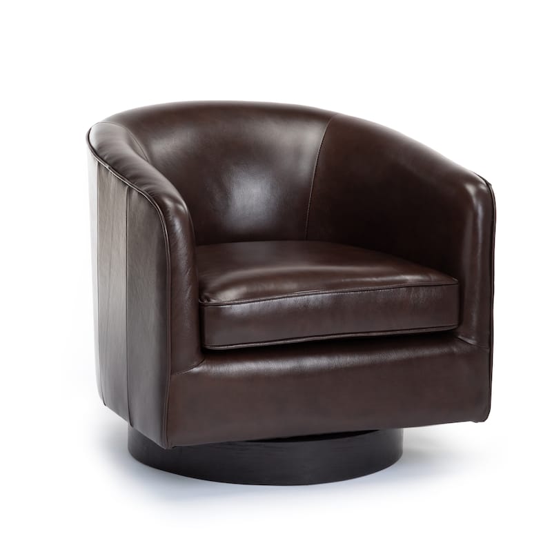 Ridgeline Brown Top Grain Leather Swivel Chair by Greyson Living - Brown