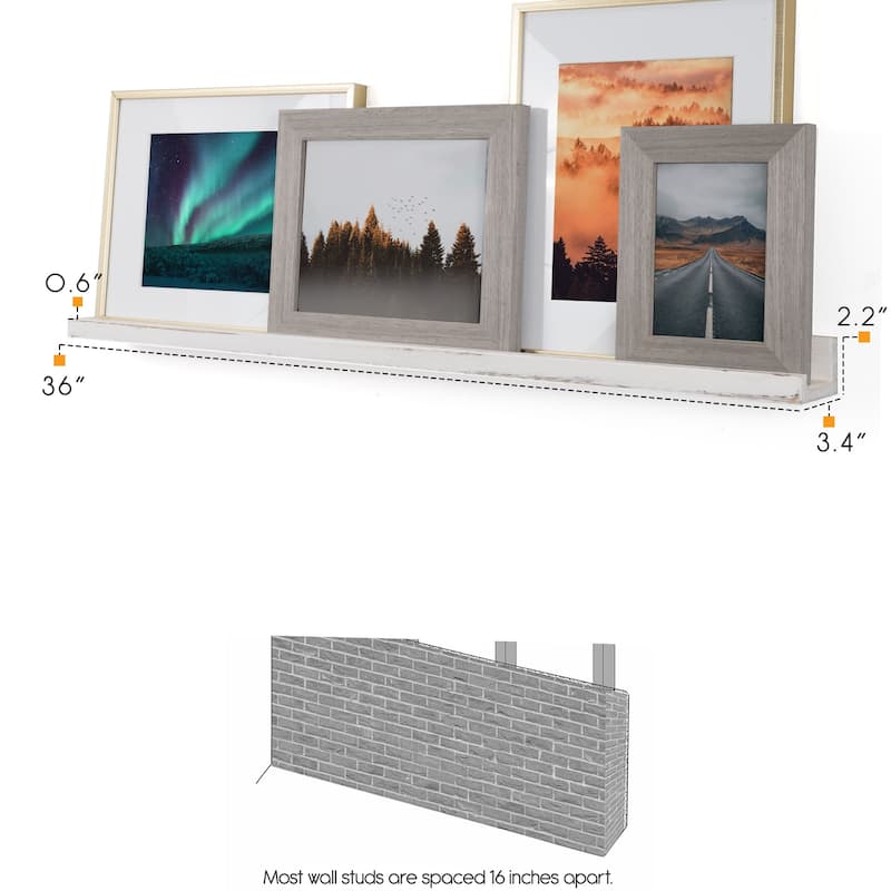 Rustic State Set of 4 Wall Mounted Shelves Picture Ledge 36 Inch