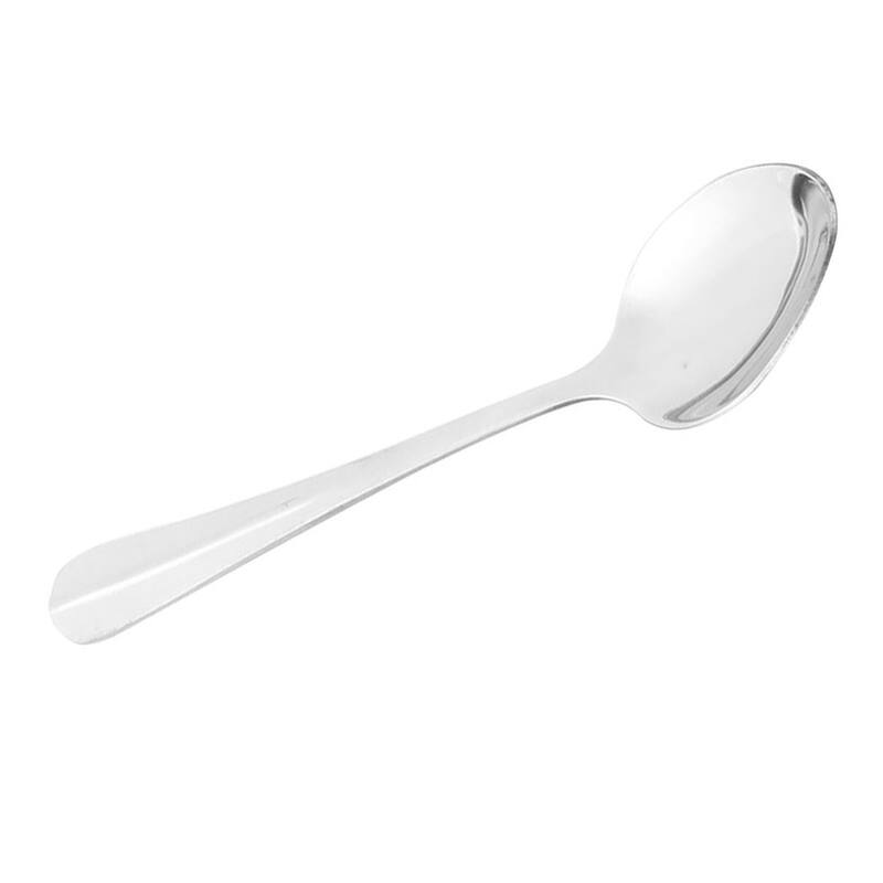 Household Restaurant Utensil Head Metal Spoon Soup Tableware 8pcs - Silver Tone