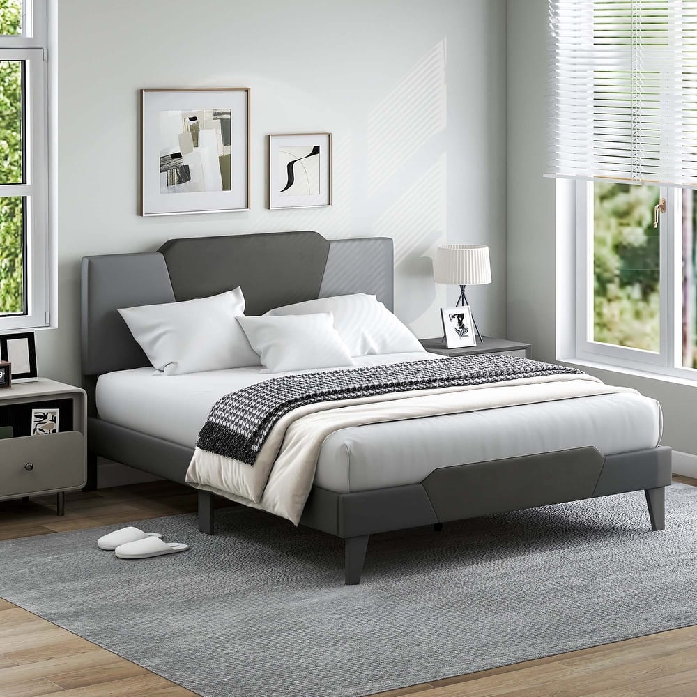 Costway Full/Qween/Twin Size Upholstered Platform Bed Frame Velvet