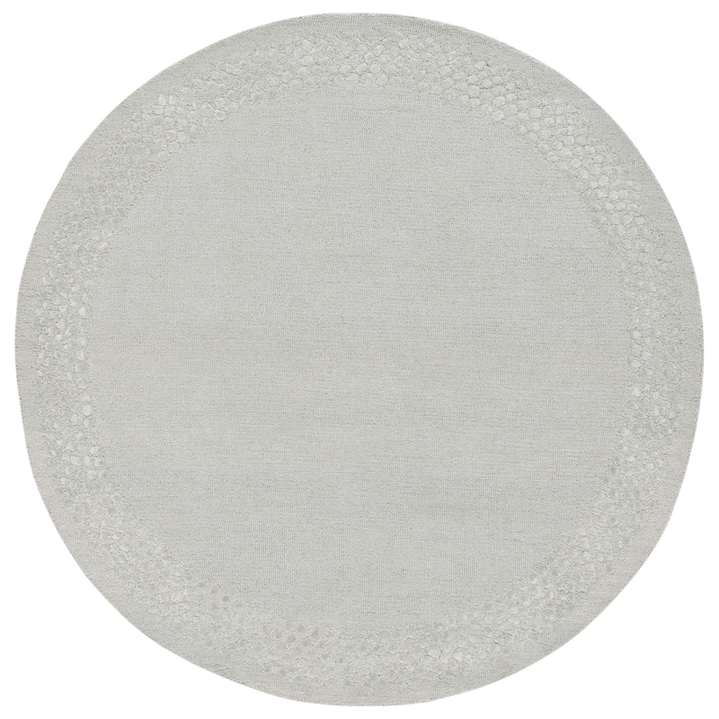 SAFAVIEH Handmade Glamour Printed Border Viscose Rug - 6' Round - Light Grey