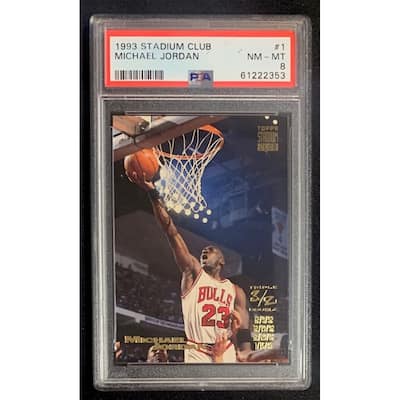 Michael Jordan 1993 Topps Stadium Club Basketball Card #1 Graded PSA 8 - 8'6" x 11'6"