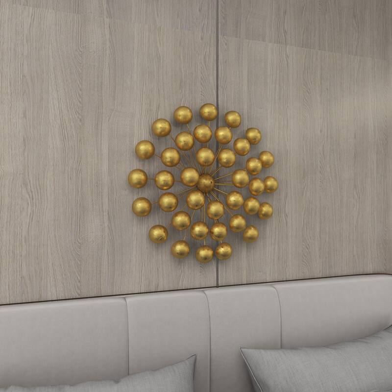 Gold Metal Starburst Home Wall Decor with Orb Detailing