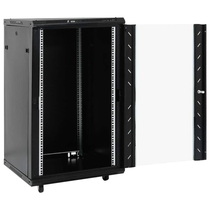 vidaXL 15/18U Network Cabinet 19" IP20 Gray/Black 23.6" x 17.7/23.6" x 33.9/39.4"