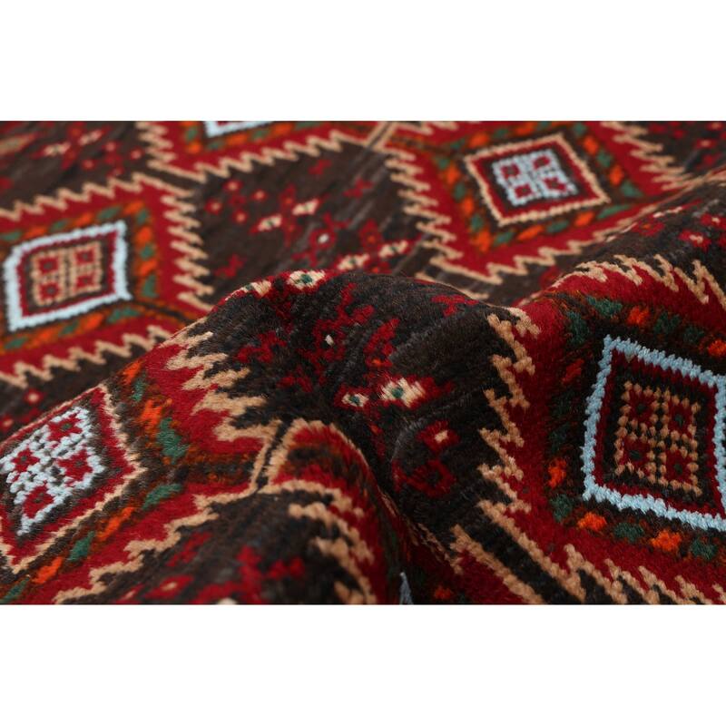 ECARPETGALLERY Hand-knotted Baluch Black, Red Wool Rug - 3'2 x 6'0