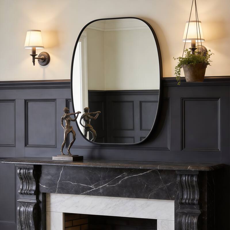 30x40 in Metal Framed Oval Vanity Bathrrom Mirror for Wall