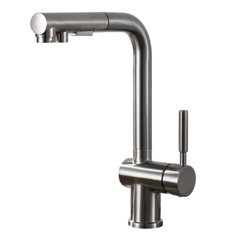 ALPHAUCET Single Handle Pull-Out Sprayer Kitchen Faucet - Brushed Nickel