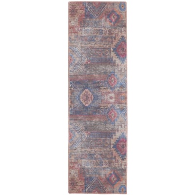 Panir Power Loomed Distressed Geometric Area Rug By HomeRoots - 10' Runner