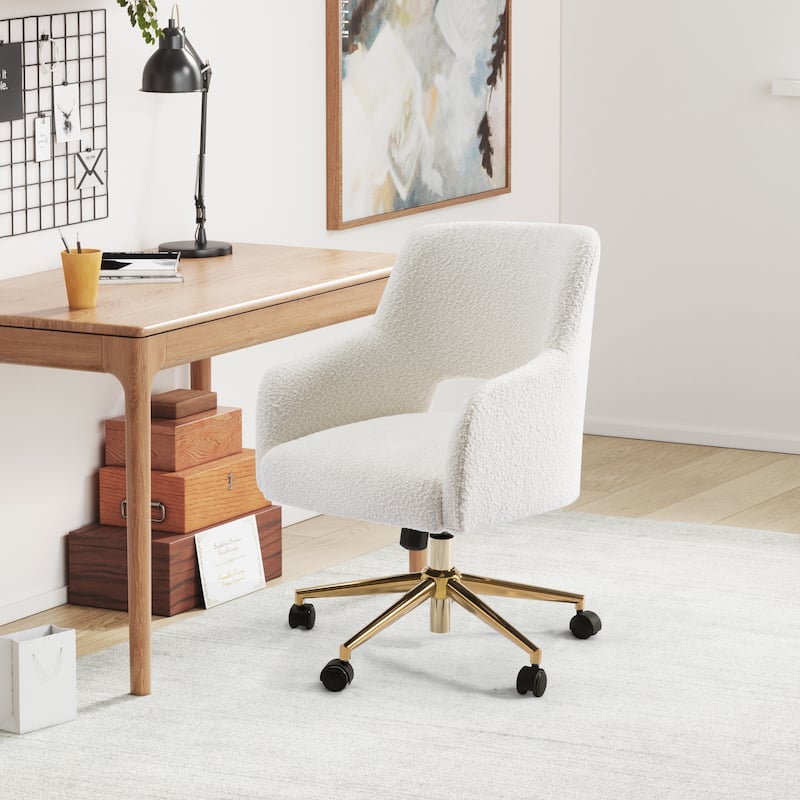 Boucle Upholstered Office/ Desk Chair - Swivel/ Adjustable Height (Set of 2)