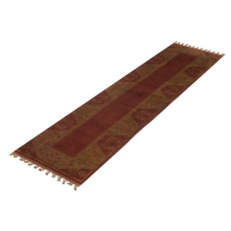 ECARPETGALLERY Hand-knotted Color Transition Brown Wool Rug - 2'6 x 9'0