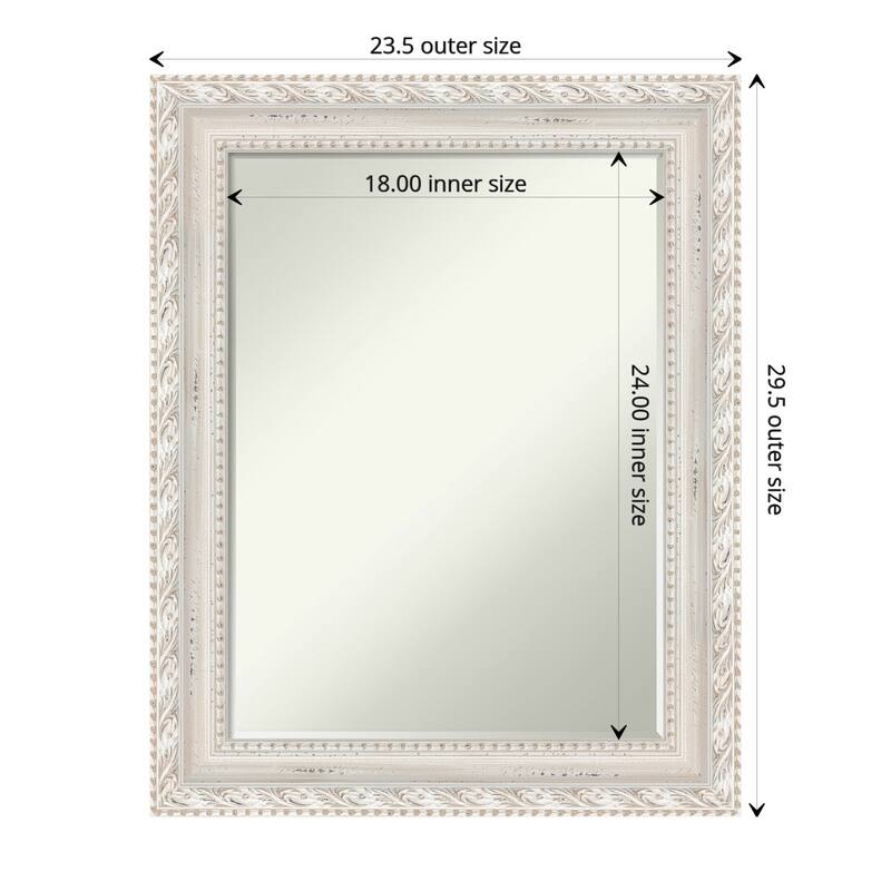 Opera Off White Half-Inch-Bevel Wood Framed Wall Mirror - Opera Off White - Glass Size 18x24 - Opera Off White