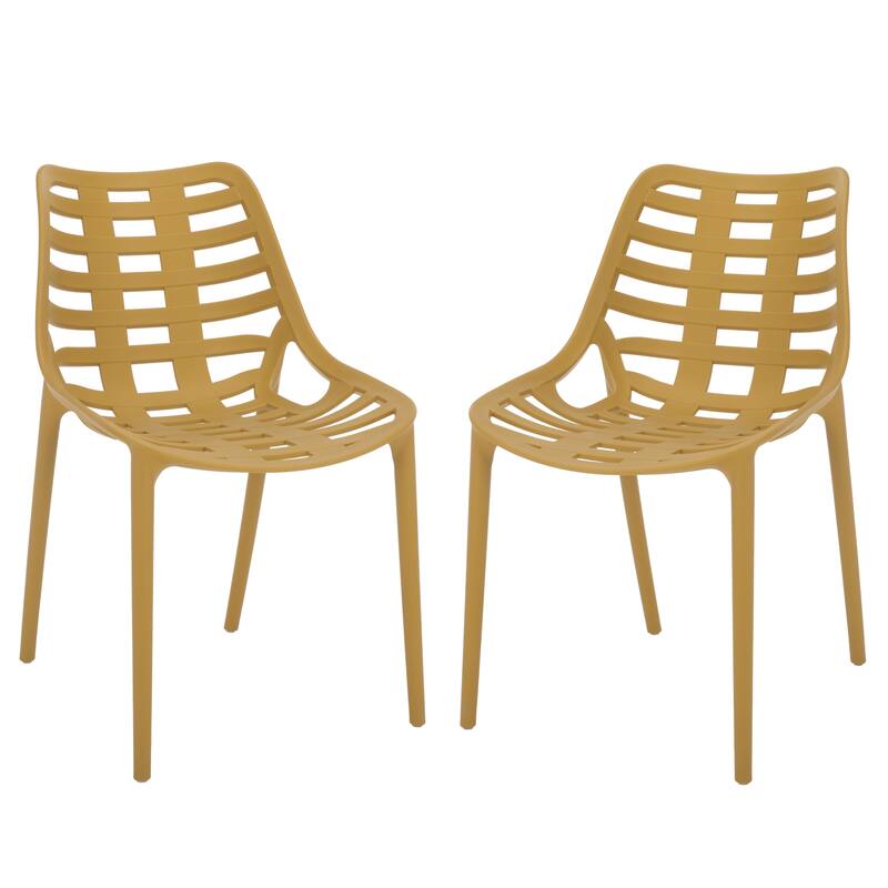 SAFAVIEH Outdoor Living Fufa Dining Chair (Set of 2) - 20"W x 24"D x 33"H - Yellow